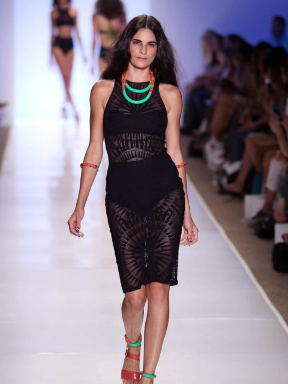 Mara Hoffman 2015 Runway Black Geometric Knit Cutout Midi Dress Coverup Medium